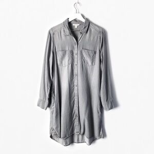 Nordstrom Gray Button-Down Shirt Dress | Size Medium | Casual Chic